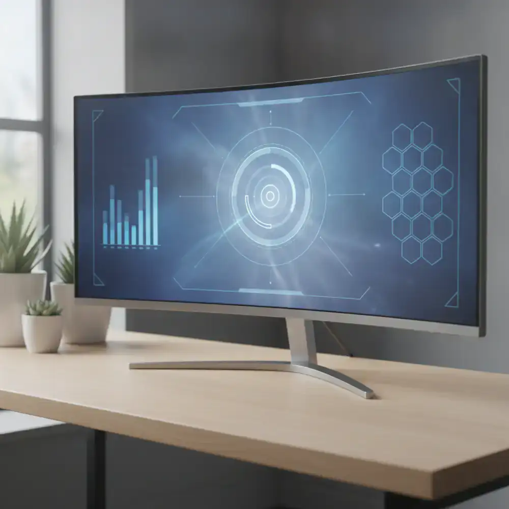 Esquema visual da interface do jogo em um monitor amplo